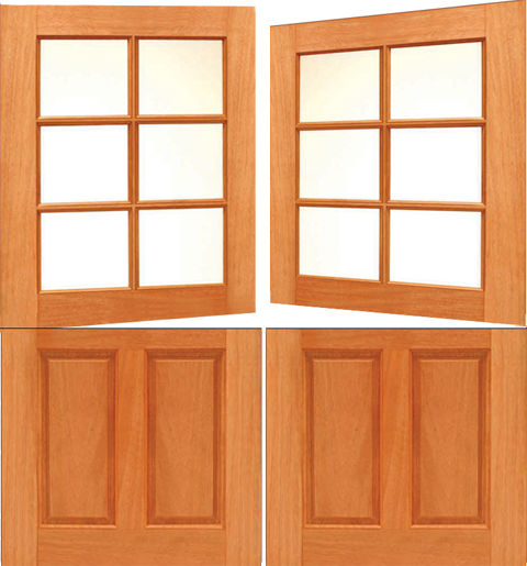 Mahogany Single French Door with 10/5 Glass Prehung